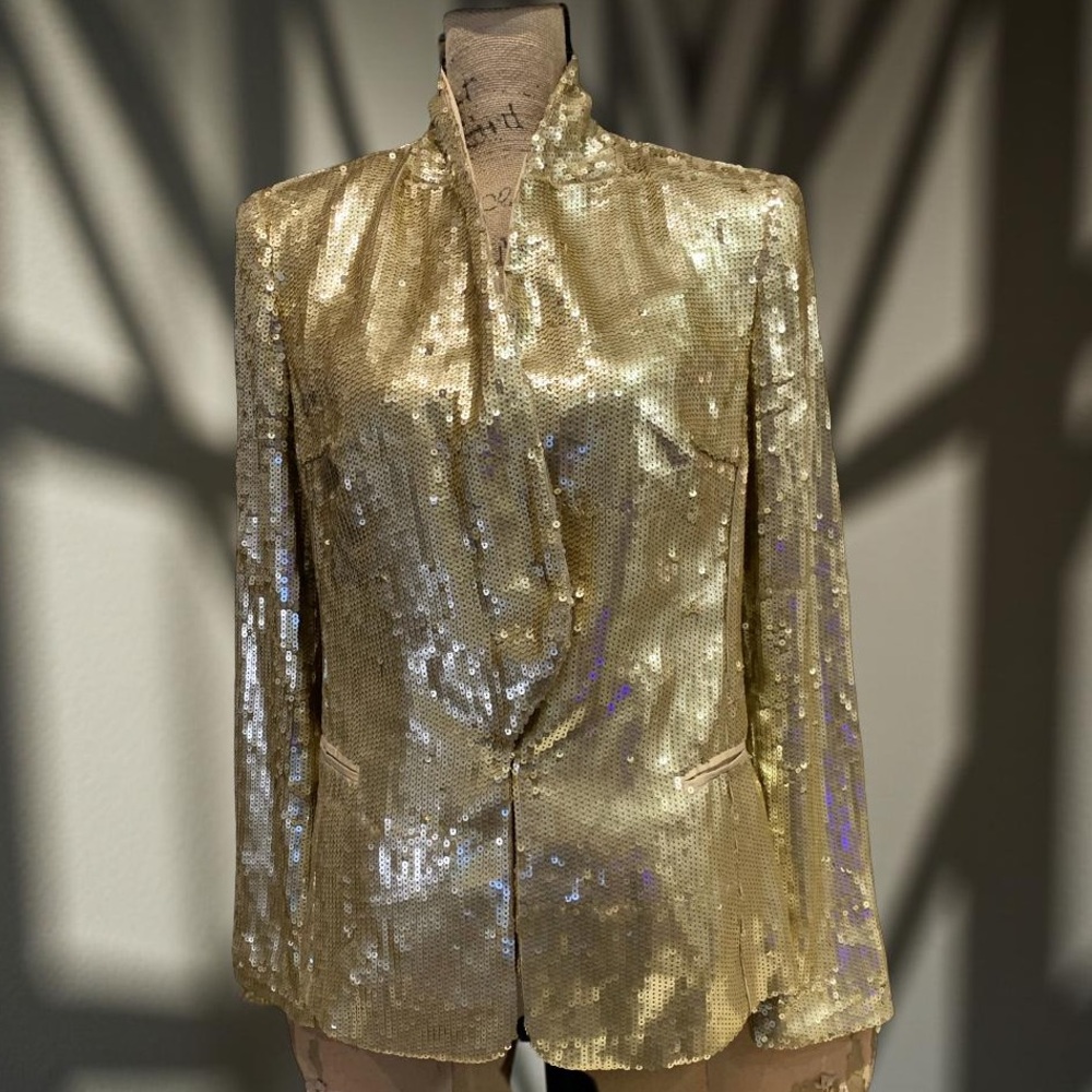 London Jean Gold Sequin Women's Jacket Blazer 14